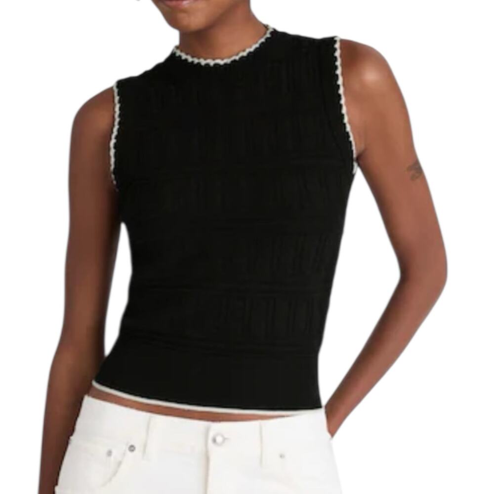 NWT Madewell Mixed Stitch Sleeveless Knit Sweater Tank Top Black Size XS
